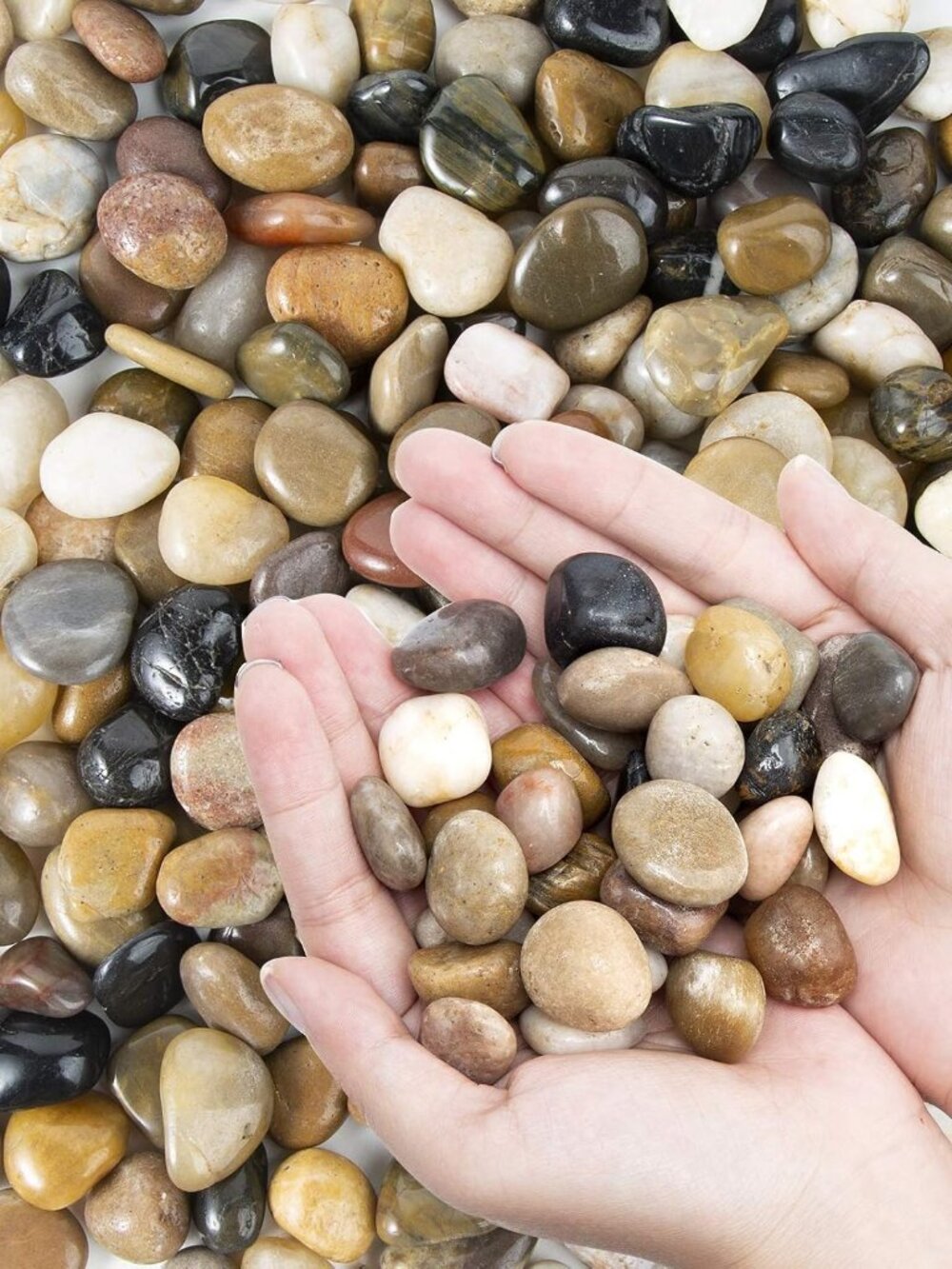 Pebbles Polished Gravel, Natural Polished Mixed Color Stones,0.5-1.2inch Small D